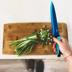 Kitchen Knife Set Kit | Blue Handle, Blue Blade & Black Magnetic Rack
