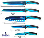 Kitchen Knife Set Kit | Blue Handle, Blue Blade & Black Magnetic Rack